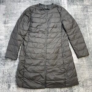 Uniqlo Jacket Womens Large Gray Ultra Light Down Compact Coat Puffer Packable